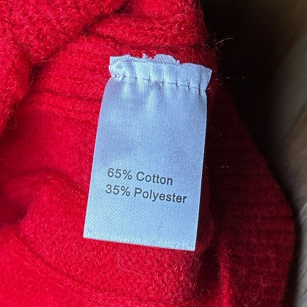 Southern Grace Bright Red Button Down Oversized Cardigan Pink Trim Sequin Trees - Picture 10 of 11